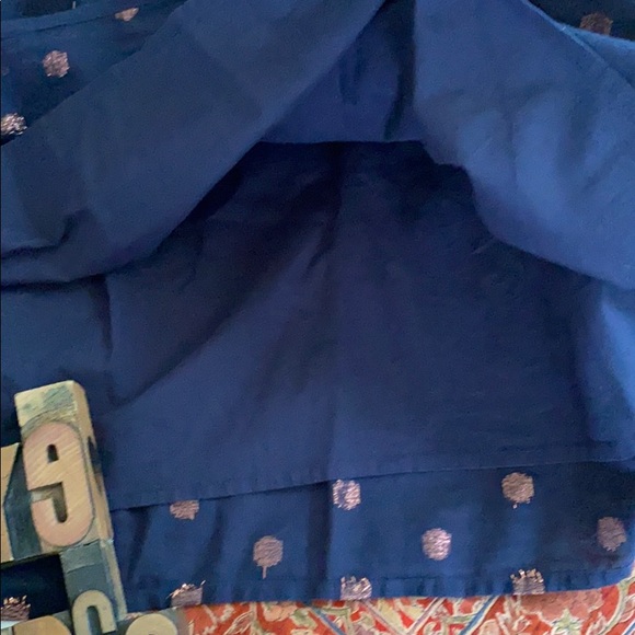 🆕J. CREW Bronze Metallic Dot on Navy Cotton Skirt - Picture 7 of 8